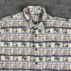 Boca‎ Classics Button Shirt Mens Size M Blue Beige Hawaiian Floral Casual Beach